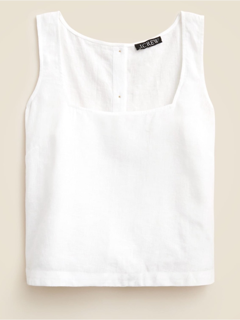 J. Crew White Square-Neck Linen button back top